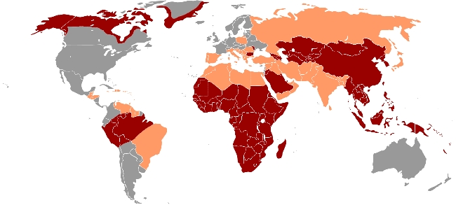 Częstość zakażeń HBV na świecie