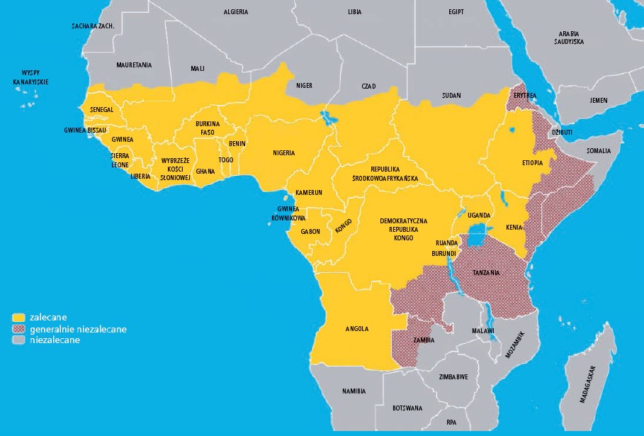 afryka subsaharyjska mapa Afryka Subsaharyjska   Medycyna podróży   Publicystyka   Infekcje 