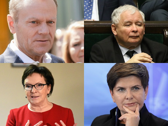 Donald Tusk, Jarosław Kaczyński, Ewa Kopacz, Beata Szydło