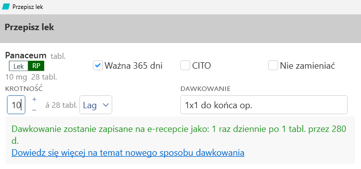 Wyliczanie czasu trwania terapii