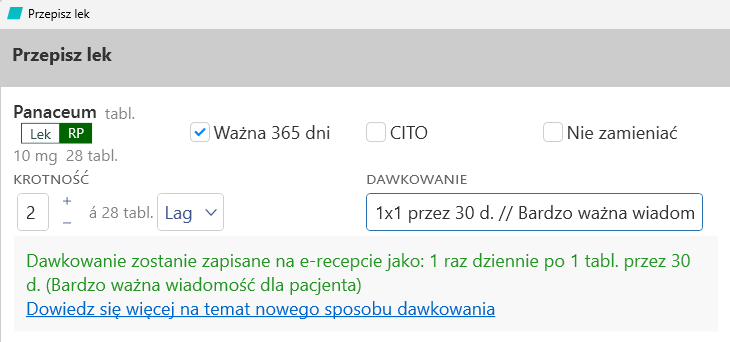 Wprowadzanie informacji dla pacjenta