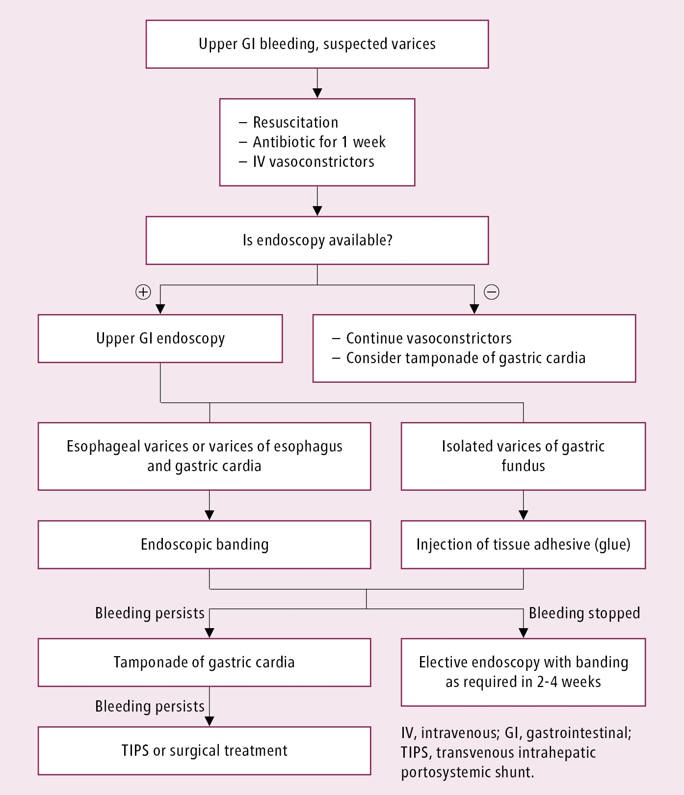 Figure 031_6422.  Management algorithm for bleeding esophageal varices. 