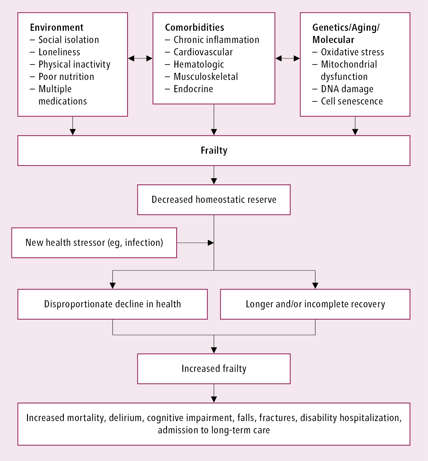 Figure 031_9199.  Pathophysiology of frailty.  Adapted from    Lancet. 2013;381:752-762  . 