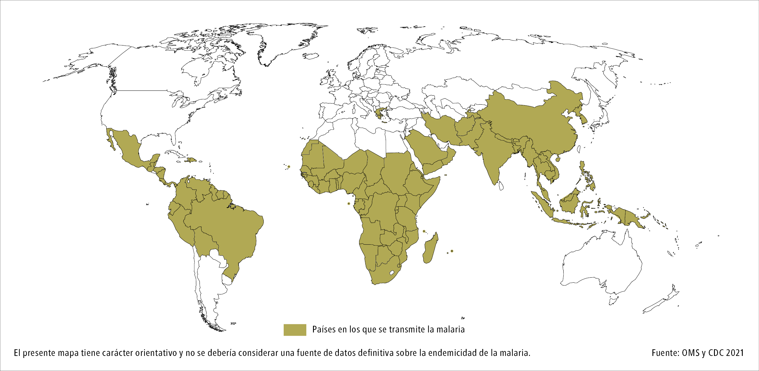    Fig. 19.4-3.  Distribución geográfica de los plasmodios de la malaria 