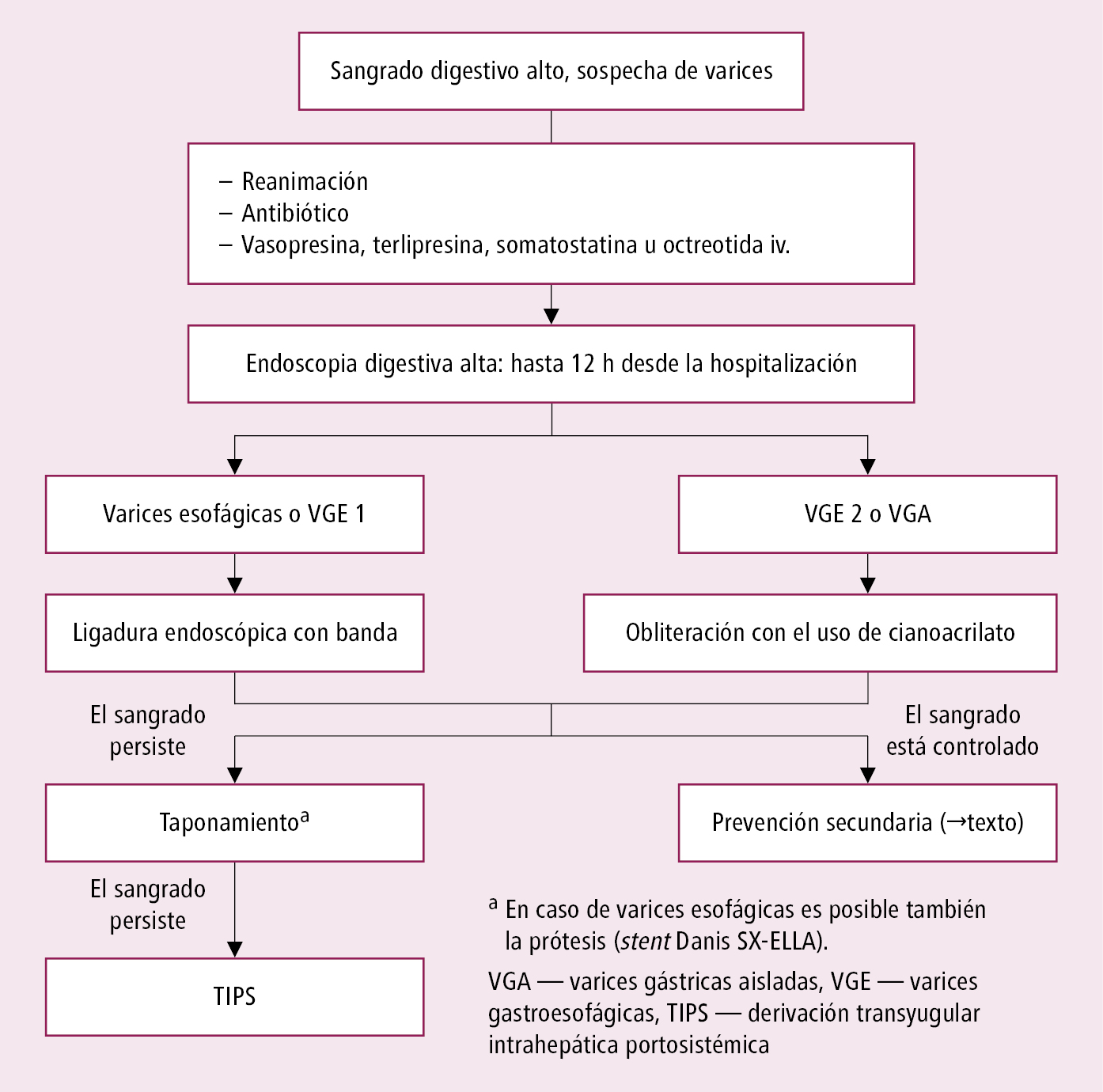    Fig. 4.30-3.  Algoritmo de actuación en la hemorragia por varices esofágicas 