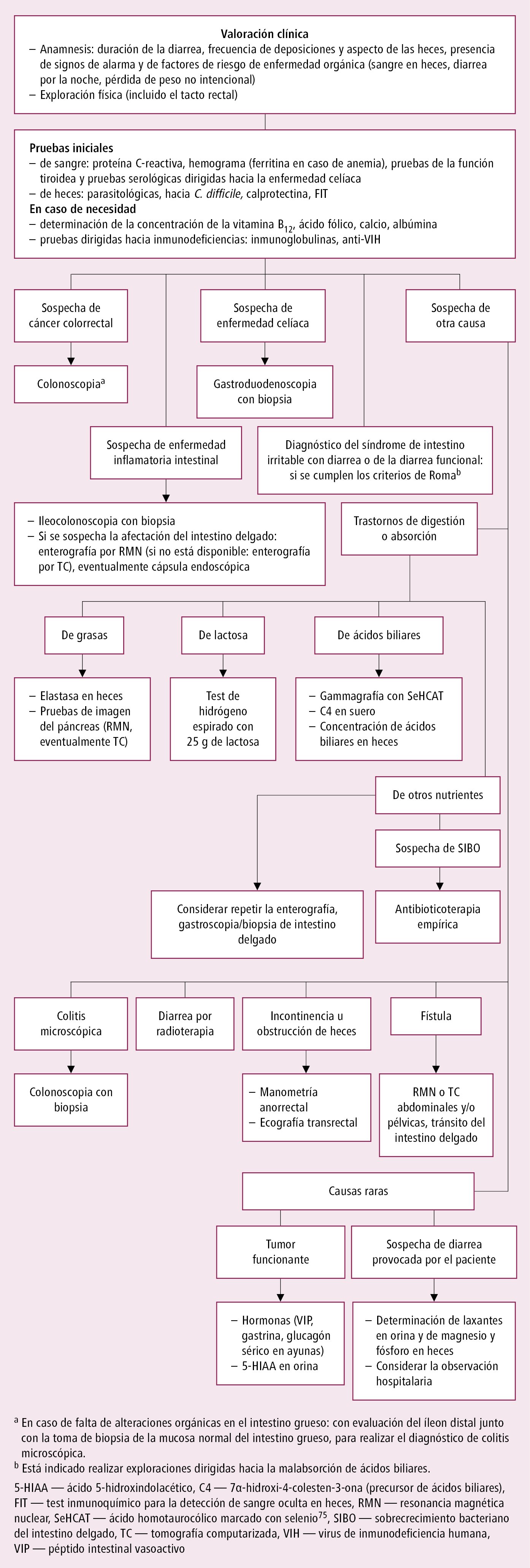    Fig. 1.9-2.  Algoritmo diagnóstico de diarrea crónica (basado en las guías de la BSG 2018, modificado) 